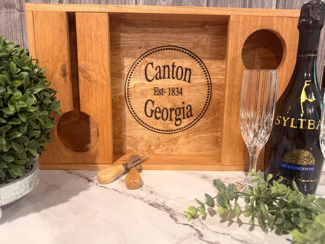 Realtor Sign Caddy Personalized Custom Engraved Wooden Wine Tray Bar Caddy Serving Board ...