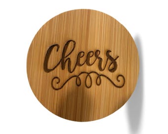 Magnetic Bamboo Bottle Opener: Engraved "Cheers" Bar Tool Accessory