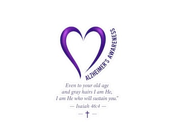 Alzheimers Awareness Kiss-Cut Vinyl Decal | Purple Heart Sticker | Dementia Awareness Decal | Caregiver Gift | Faith Awareness Sticker