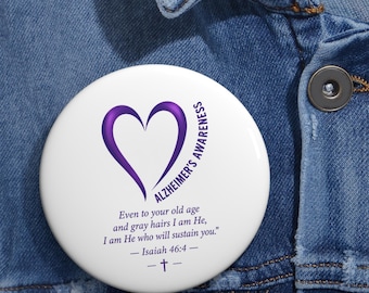 Alzheimers Awareness Custom Pin Button | Purple Heart Awareness Pin | Dementia Caregiver Gift | Awareness Button | Memory Care Support