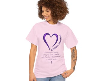 Alzheimers Awareness Heart T-Shirt | Dementia Awareness Shirt | Purple Heart T-Shirt | Caregiver Support Gift | Faith Awareness Apparel