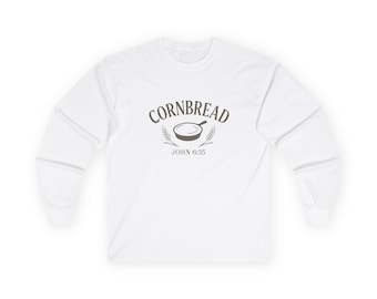 Cornbread illustration Long Sleeve | John 6:35 scripture tee