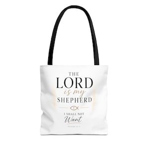Psalm 23:1 Christelijke draagtas | De Heer is mijn herder Bijbeltekst draagtas | Canvas tas met Bijbelvers | Christelijk cadeau | Faith Market tas