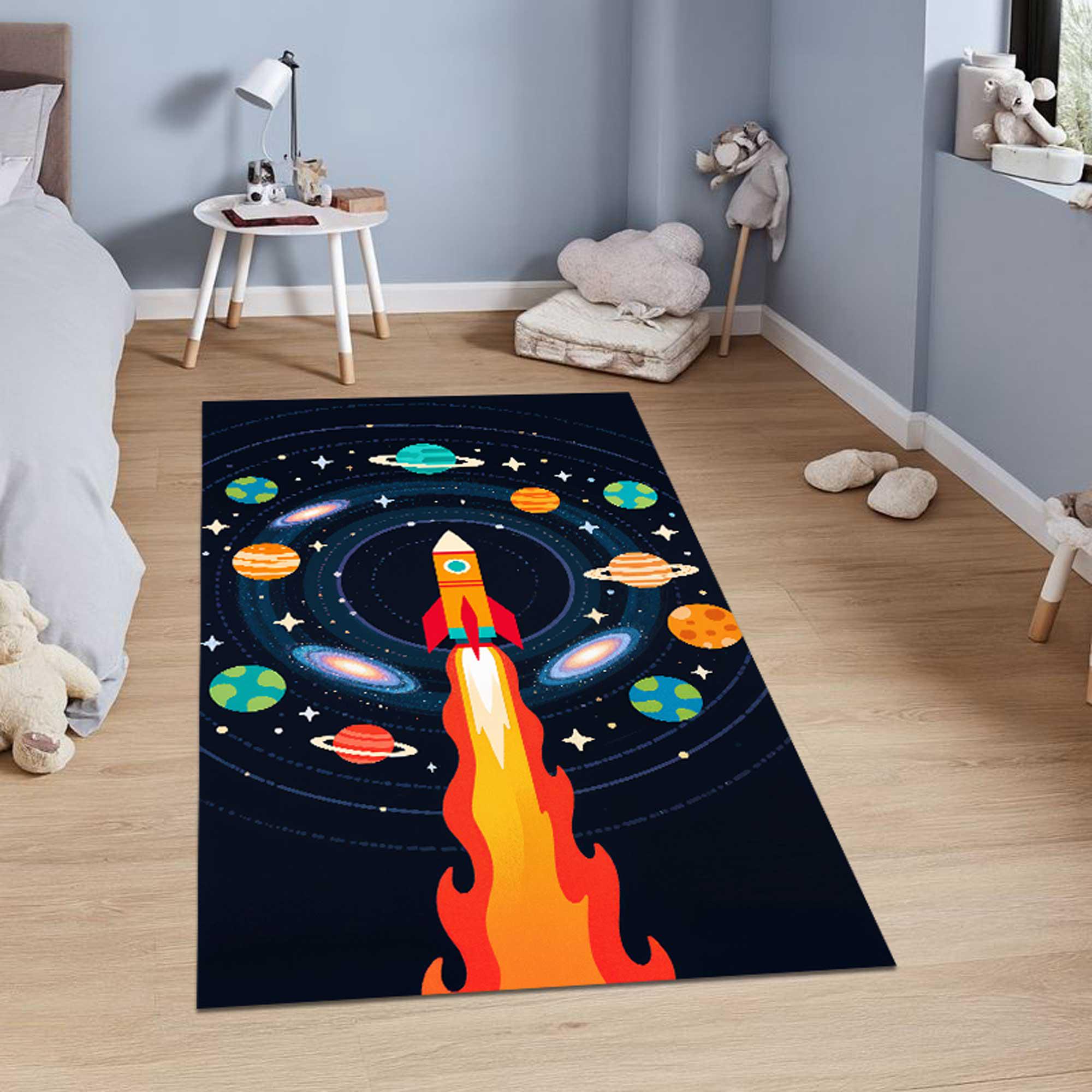 Space Rocket Kids Rug, Galaxy Playroom Carpet - Etsy