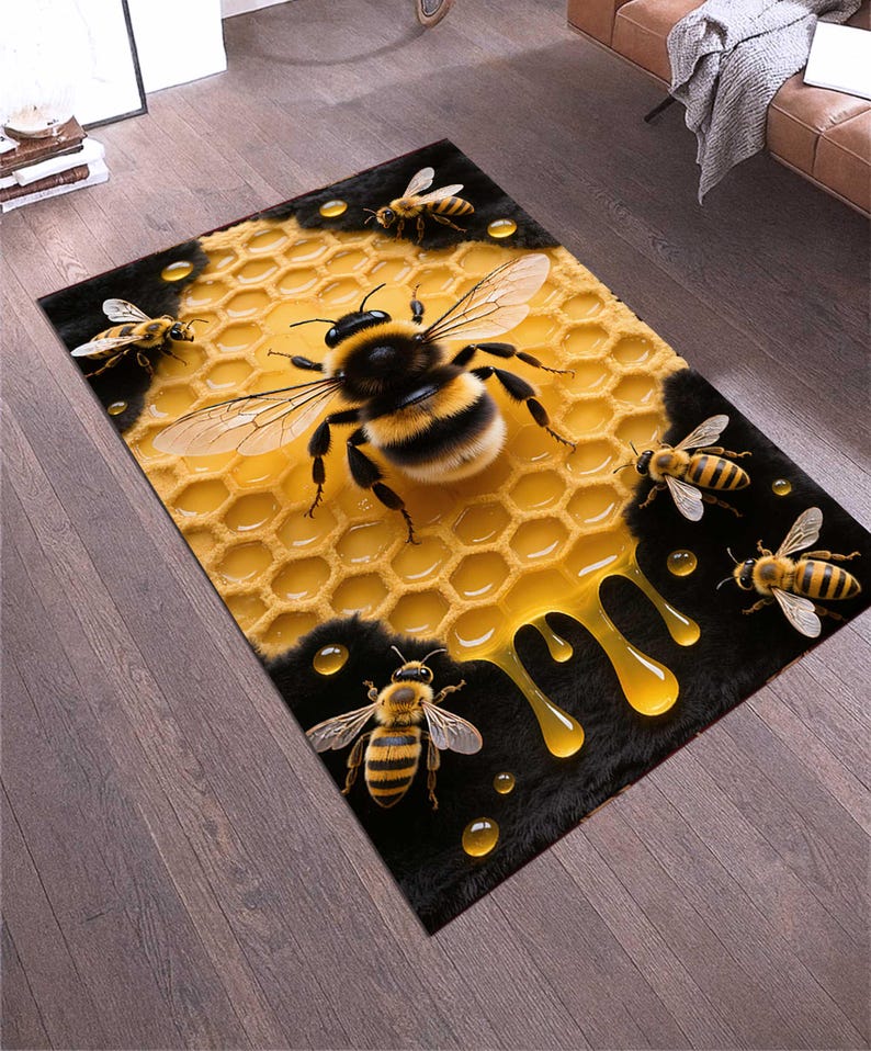 Honeycomb Bee Rug, Honey Drip Carpet, Bumblebee Decor - Etsy