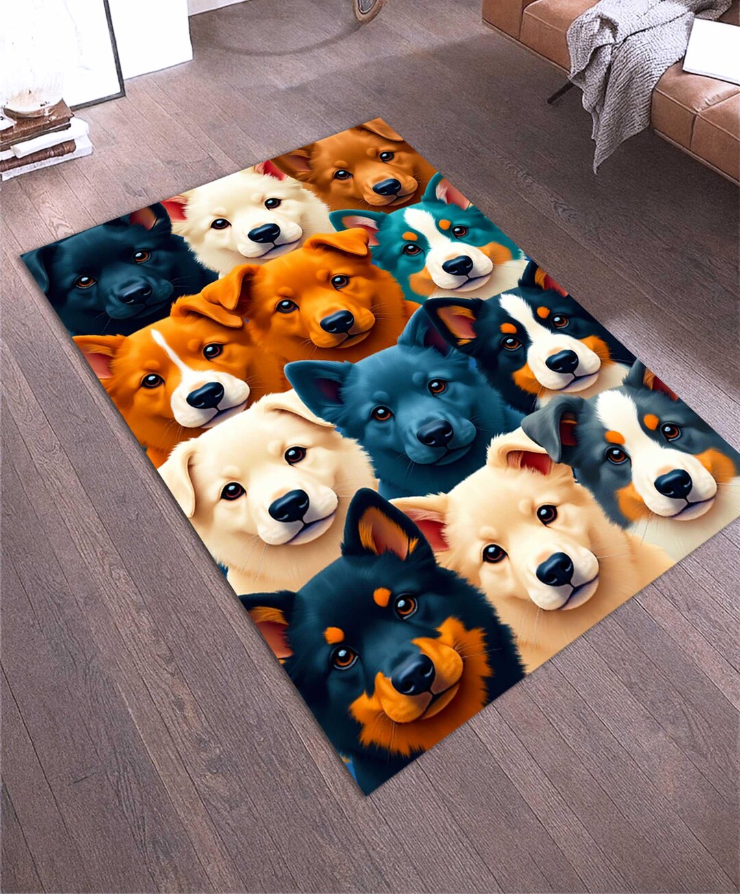 Dog Rugs Custom Colorful Dog Rug,cute Dogs Carpet, Pet Lover Home Decor, Kids Room ...