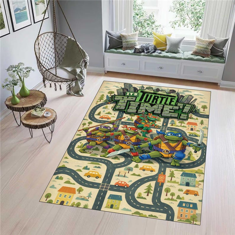 Teenage Mutant Ninja Turtle Rug, Kids Room Area Rug, Cartoon Turtle ...