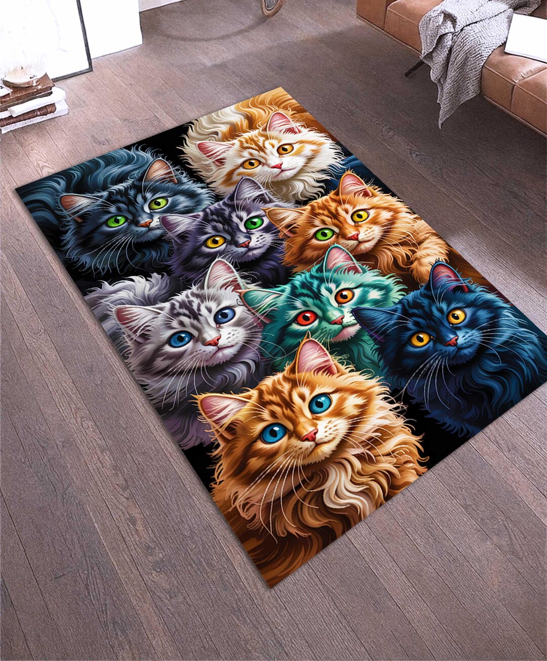 Cat Loop Rug Colorful Cat Rug,cute Cats Carpet, Pet Lover Home Decor, Kids Room ...