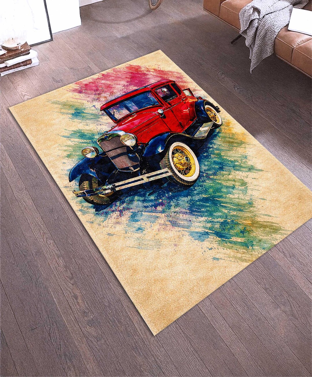 Vintage Classic Car Rug,classic Car Rug,car Lover Gift,artistic Area ...