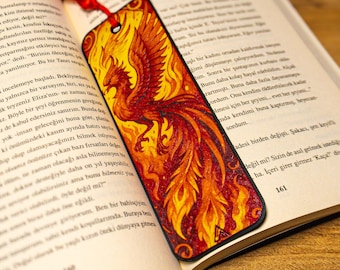 Marcapáginas de Fénix, marcapáginas Hueforge impreso en 3D, marcador de página con forma de ave de fuego mítica, regalo para amantes de los libros de fantasía.