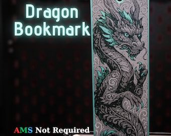 Marcapáginas de dragón Hueforge, marcapáginas ornamental de fantasía, criatura mítica impresa en 3D, regalo para amantes de los libros,