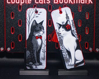 Juego de marcapáginas con diseño de pareja de gatos, regalo romántico para parejas, marcapáginas impreso en 3D, regalo para ella, amante de los libros, pareja