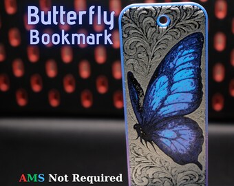 Marcapáginas de mariposa Hueforge, marcapáginas estético impreso en 3D, regalo de mariposa azul, marcapáginas hecho a mano para amantes de los libros