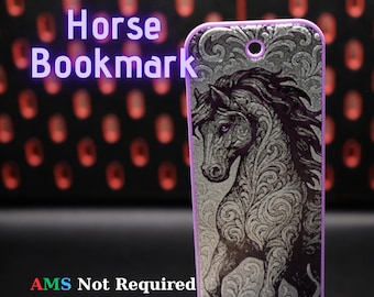 Marcapáginas de caballo ornamental (STL) | Archivo de impresión 3D de Hueforge | Descarga digital | Licencia comercial
