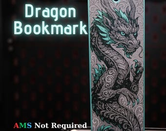 Marcapáginas de dragón ornamental (licencia comercial) | Licencia de impresión física | No incluye archivos STL | Licencia de vendedor de impresión 3D