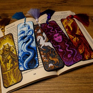 Mythic Creatures Bookmark Bundle STL | 5 Hueforge 3D Print Files | Phoenix Medusa Hydra Pegasus Cerberus | Commercial License