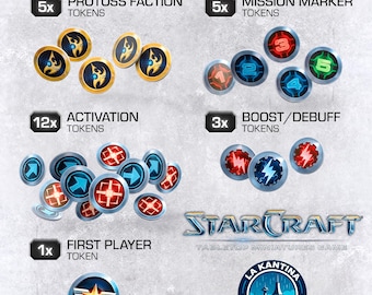 Set di segnalini per miniature da tavolo di Starcraft - Fazione ZERG - TERRAN - PROTOSS