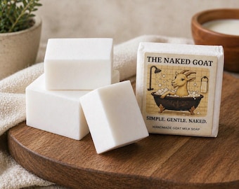 Jabón de leche de cabra sin perfume, jabón para piel sensible, pastilla de jabón sin fragancia, jabón natural suave, jabón seguro para bebés, The Naked Goat