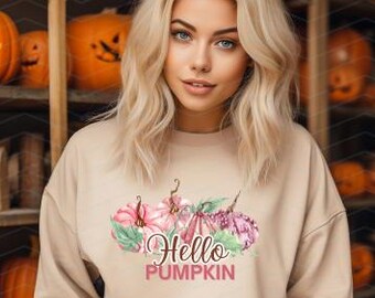 Hello Pumpkin Pink PNG | Fall Sublimation Design (Digital Download)