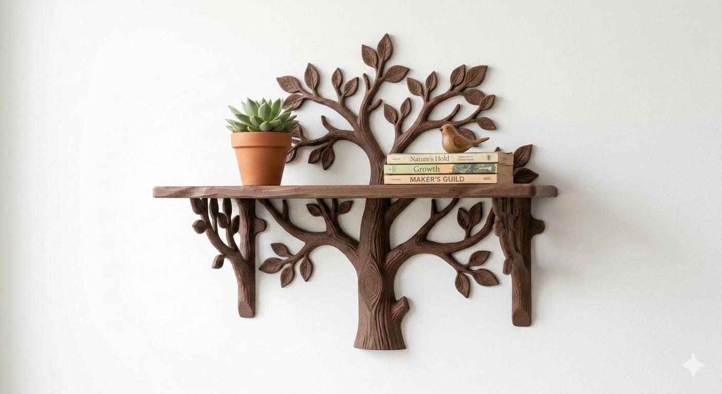 Tree Topper Shelf Tree Wall Shelf, Shelf With Leaves, Wall Shelf, Tree Decor, Tree Home ...