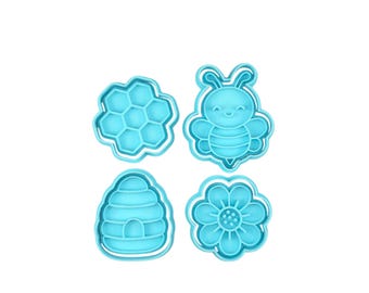 Bee Cookie Cutter and Stamp Set Honeycomb Cookies Bee Cake Bee Party Bee Cookie Cutters Bee Clay Mold