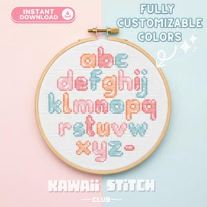 Bubble Alphabet Lowercase : Custom Name Cross Stitch Pattern, Font for Personalization, Kawaii Letters (PDF)