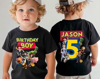 Custom Birthday Toy Story Shirt, Personalized Disney Birthday Boy Shirt Woody Buzz Lightyear Jessie Birthday Kids Tee, Toy Story Kids Gift