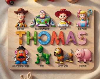 Personalized Disney Toy Story Puzzle for Toddlers, Disney Montessori Wooden Toy Story Puzzle for Kids, Toy Story Kids Gift, Disney Kids Gift