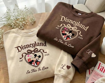 Embroidered Mickey and Minnie Couple Shirt, WDW Disneyland Valentine Tee, Disney Sweetheart Valentine Outfit