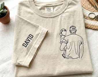 Camiseta personalizada con foto bordada para papá, regalos para el Día del Padre, camiseta Comfort Colors para el Día del Padre, regalos de cumpleaños para papá