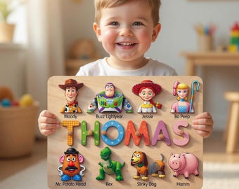 Personalized Disney Toy Story Puzzle for Toddlers, Disney Montessori Wooden Toy Story Puzzle for Kids, Toy Story Kids Gift