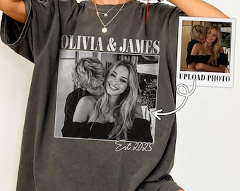 Personalized Photo Couple Shirt, Custom Photo Engagement Shirt, Wedding Anniversary Gift, Gift For Couple