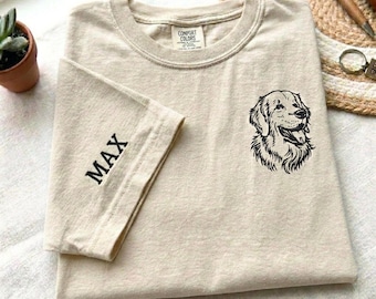 Embroidered Custom Photo Dog Shirt For Dad, Embroidered Portrait Shirt With My Dog, Father's Day Comfort Colors Shirt, Dad Birthday Gifts