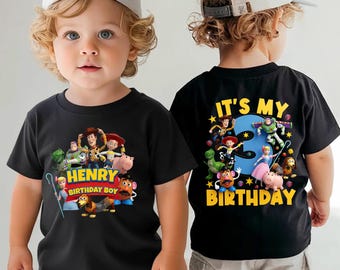 Personalized Birthday Toy Story Kids Shirt,  Custom Disney Birthday Boy Shirt Woody Buzz Birthday Kids Tee, Toy Story Toddler Shirt