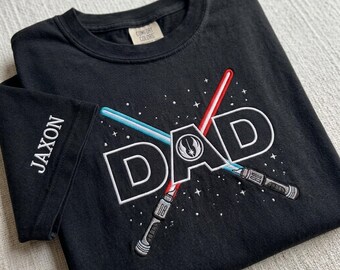 Embroidered Disney Star Wars Dad Comfort Color T-Shirt, The Best Dad in the Galaxy Tee, Father's Day Gift, Retro Disney Gift