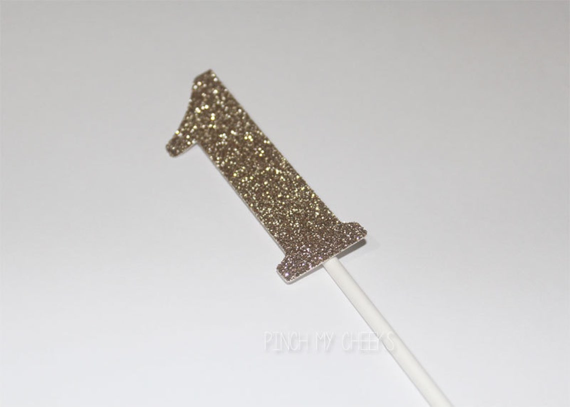Glitter Number One Cupcake Toppers - Glitter Cupcake Toppers - First ...