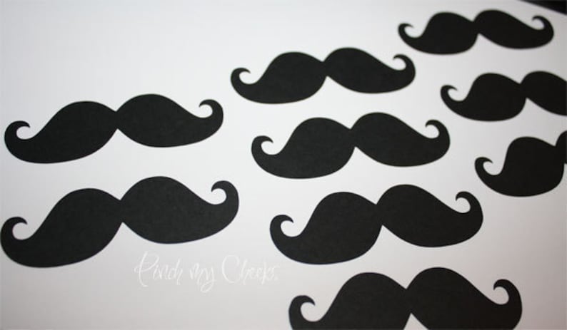 Mustache Black Die Cuts perfect for your Party Shower Cards Wedding Photo booth 100 pieces Priority Mail Shipping image 1