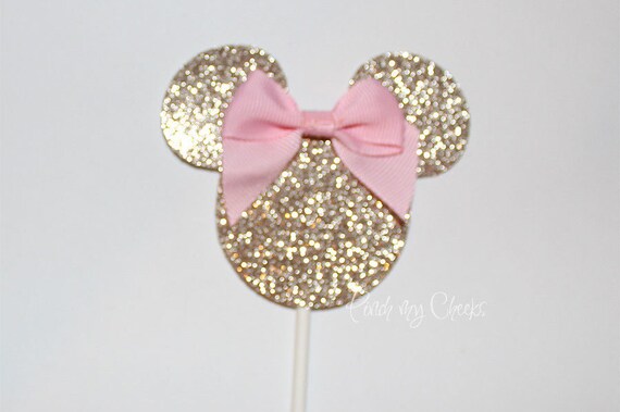 Rosa Y Oro Y Oro Minnie Mouse Cupcake Toppers Pastel Topper Etsy