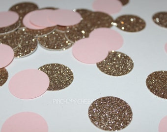 Baby Pink Gold Confetti 1st Birthday Party Baby Shower Pink and gold birthday Wedding Embellishments Tags Decorations Cards Set of 200