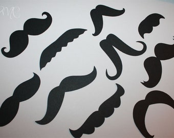 Combo SET of Mustaches Black Die Cuts perfect for your Party Little Man Shower Cards Wedding Photo booth PROPS 50 pieces