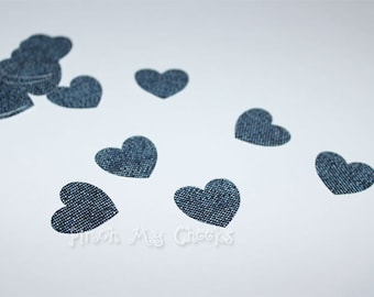 Heart Die Cuts Confetti Hearts Jeans Denim perfect for your Western Baby shower Party Cowgirl Party Wedding Embellishments Decorations Cards