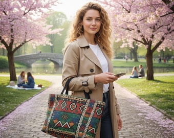 Tribal Pattern Weekender Tote Bag | Travel Beach Bag