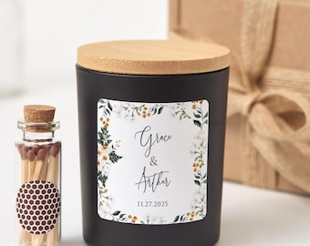 Personalized Wedding Gift for Couple | Anniversary Keepsake for Her | Custom Soy Wax Candle with Names & Date | Mr and Mrs Romantic Gift