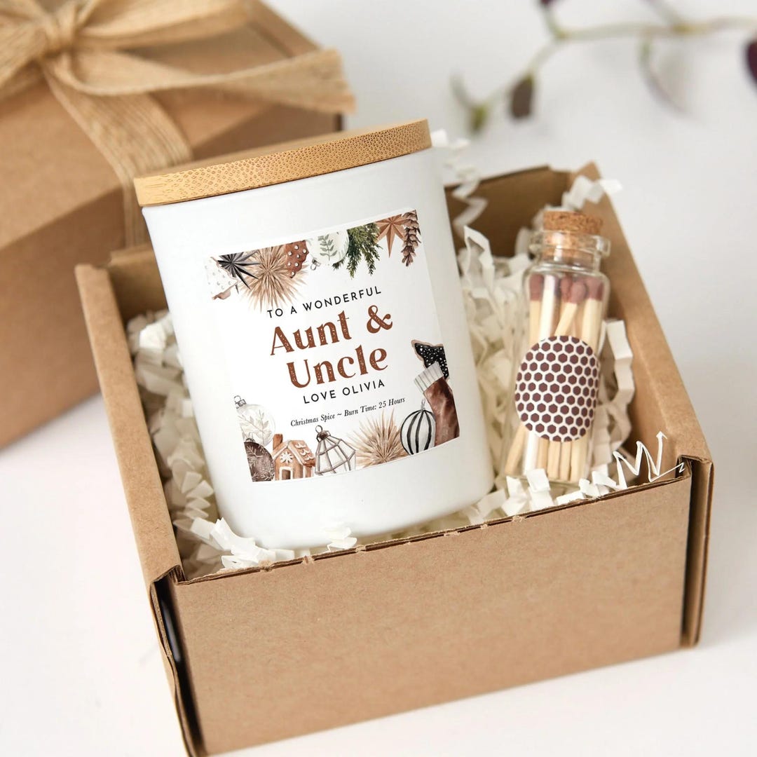Personalized Aunt and Uncle Christmas Candle Gift | First Holiday ...