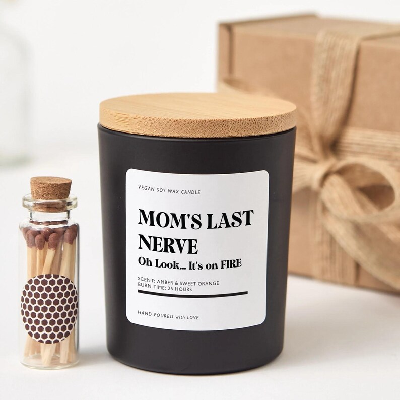 Funny Mom Candle Gift | Mom’s Last Nerve Candle | Oh Look It’s on Fire | Soy Wax Candle Gift Box | Mother’s Day Gift for Mom