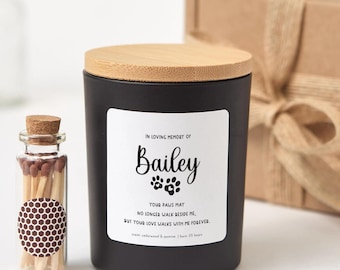 Pet Memorial Candle with Matches | In Loving Memory of Dog or Cat | Personalized Remembrance Gift for Pet Owners