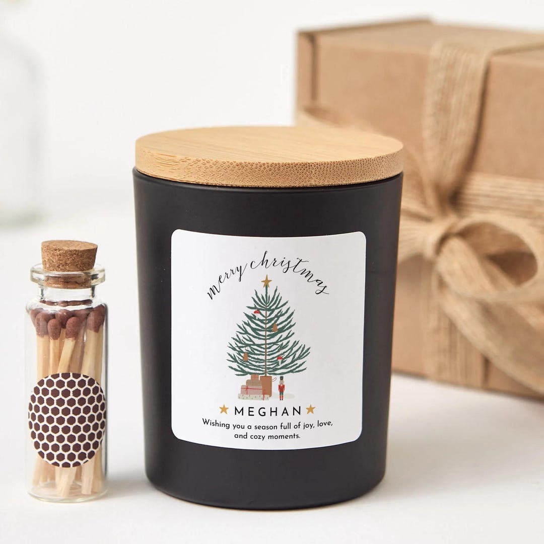 Christmas Tree Design Personalized Candle Gift | Custom Soy Wax Xmas ...
