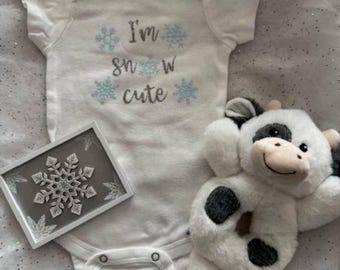 Snow Themed Winter Baby Onsie