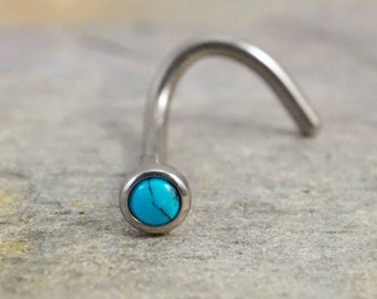 18g or 20g Turquoise Nose Ring Nose Screw Nose Stud