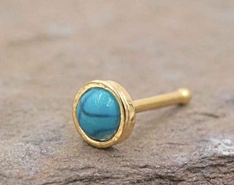 Turquoise 14kt Gold Nose Stud Nose Ring